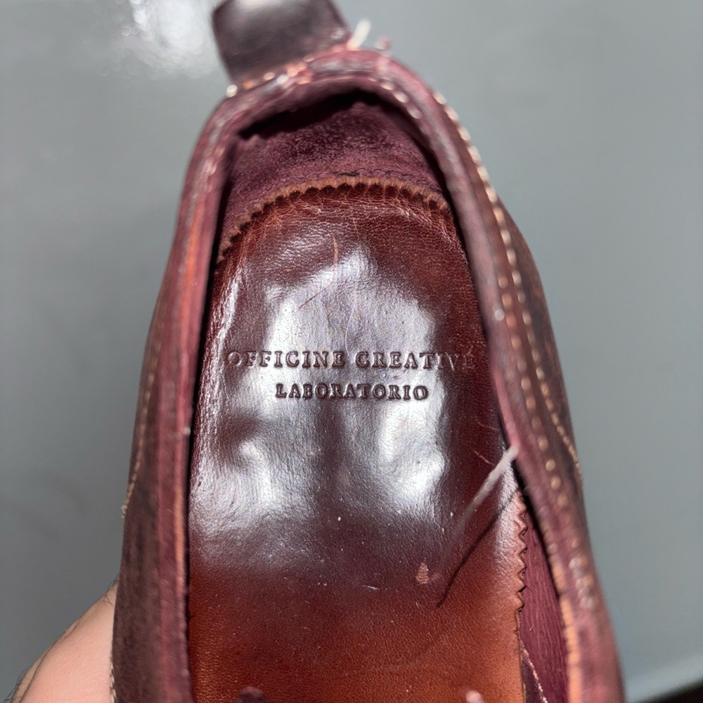 Unique Officine Creative Burgundy Handmade Leather Shoes